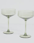 Set of two ribbed cocktail coupe glasses | Olive