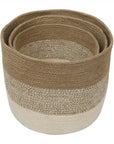 Jute Round Baskets - Natural + White