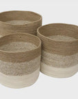 Jute Round Baskets - Natural + White