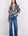 Encounter Scarf Print Top - Petrol