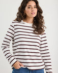 Chocolate White Stripe Boxy Long Sleeve Tee