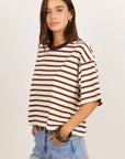 COHESION STRIPE OVERSIZED BOXY TEE - CHOCOLATE/VANILLA