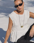 Context Ivory Linen Relaxed Sleeveless Top