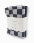 Pack of checkered dish cloths with 'ecovas' label on a white background