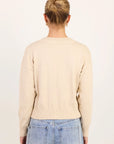 Delight Cotton Cashmere Fine Knit Crew Cardigan - Champagne