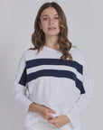 Orlando Navy White stripe long sleeve top by Stella + Gemma