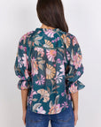 Encounter Scarf Print Top - Petrol