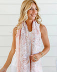 Paisley Printed Scarf with Lurex - Blush Pink