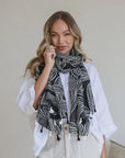 Scarf - Black + White with Tassel Detail