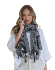 Scarf - Black + White with Tassel Detail