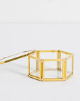 Gold Trim Glass Hexagonal Jewellery Box