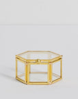 Glass with gold trim hexagonal jewellery box