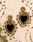 Handcrafted Earrings - Black + Gold | Heart