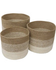 Jute Round Baskets - Natural + White