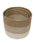 Jute Round Baskets - Natural + White