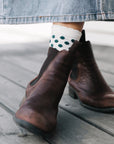 lamington Vera - Natural with Green Spots merino womens socks