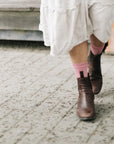 Lamington Merino Womens Crew Rib Vintage pink socks