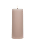Large LED Ribbed Pillar Candle - Taupe