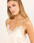 Nocturne Satin Lace Trim Cami | Champagne