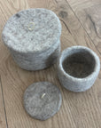 Felt Pots with lid - Oatmeal