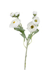 Artificial flower branch with white flowers on a white background