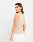 Relaxed Sleeveless Knit Tank Top - Sand