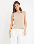 Relaxed Sleeveless Knit Tank Top - Sand