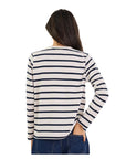 Tether Stripe Long Sleeve Boxy Tee - Ecru Navy