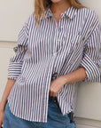 Chocolate Stripe Cotton Oversized Shirt