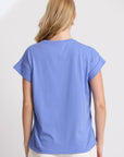 Stella + Gemma Cuff Tee - Embroidered Logo | Cornflower