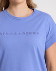 Stella + Gemma Cuff Tee - Embroidered Logo | Cornflower