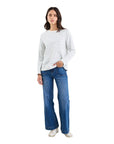 Tether Stripe Long Sleeve Boxy Tee - Khaki White
