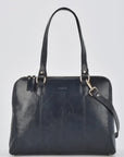 Fawkner Leather Work Bag - Navy