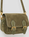 Faux Suede Crossbody Bag - Khaki