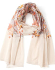 Beige scarf with floral pattern on a white background