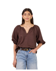 Revolutionary Linen Relaxed Top - Dk Chocolate