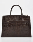 Toorak Croc Leather Tote - Chocolate