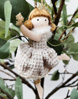 Christmas - Hanging Angel holding Snowflake (Bisque)
