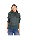 Verse Sheer High Neck Top - Petrol