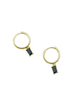 Huggie Earrings - Gold + Gemstone | Black
