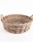 Rattan Low Basket with Handles - Large