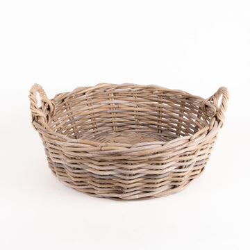 Rattan Low Basket with Handles - Large