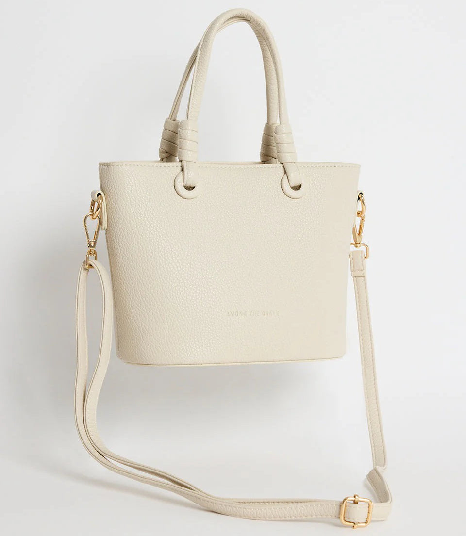 Siena Beige faux leather top knot bag