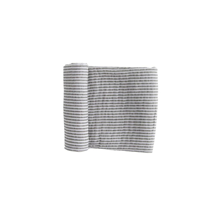 Cotton Muslin Swaddle - Grey Stripe