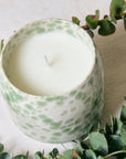 Green splash glazed candle