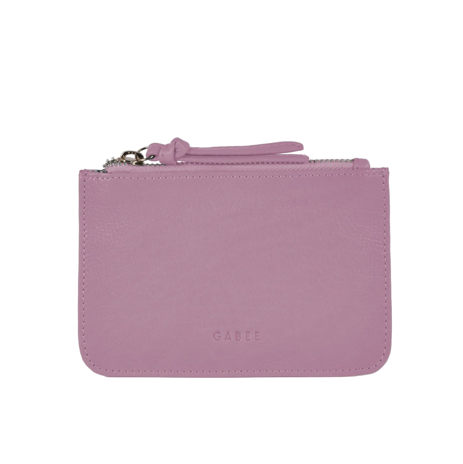 Pink wallet with a strap on a light gray background