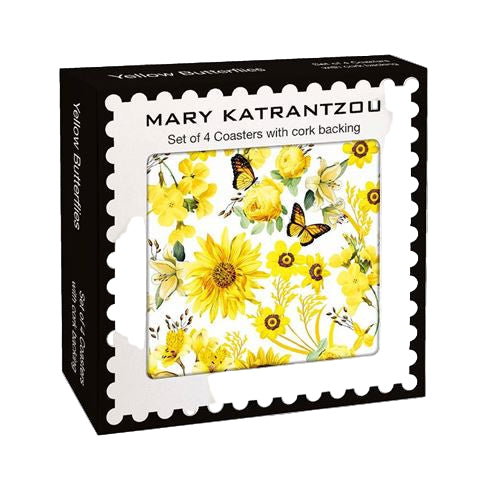 Coasters - Yellow Butterflies (Set of 4)