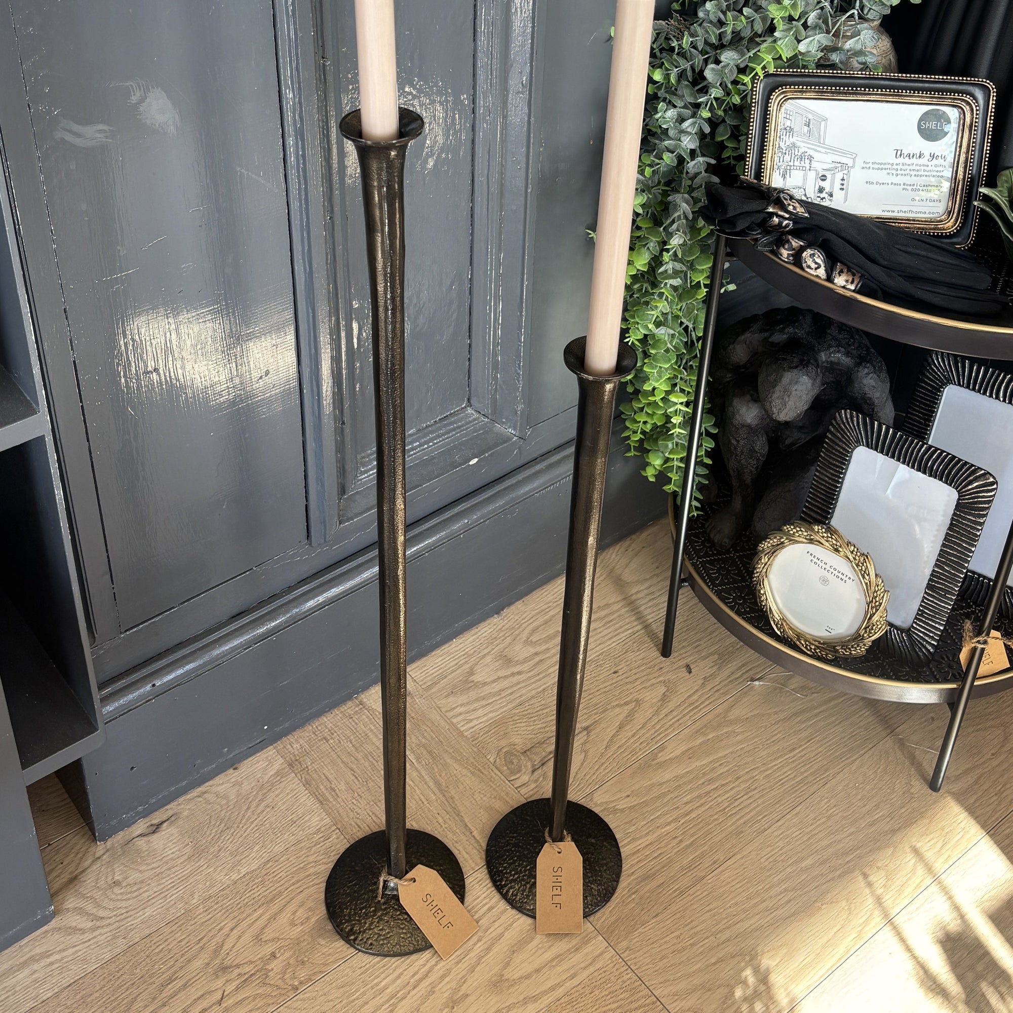 Forged Organic Style Candlestick - Tall | Dk Bronze