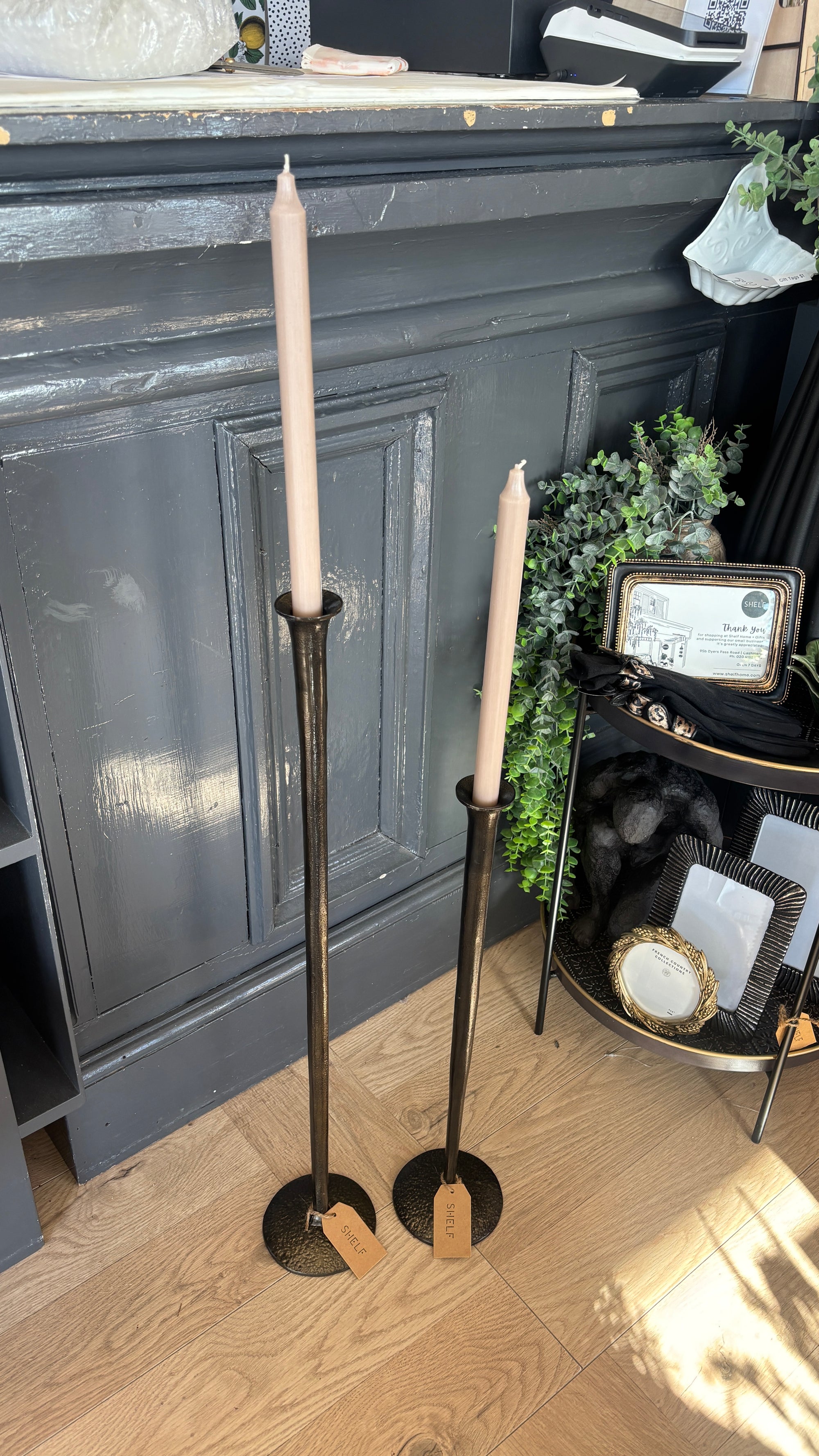 Forged Organic Style Candlestick - Tall | Dk Bronze