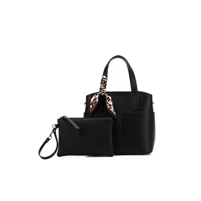 Amelie 2 Piece Top Handle Bag - Black